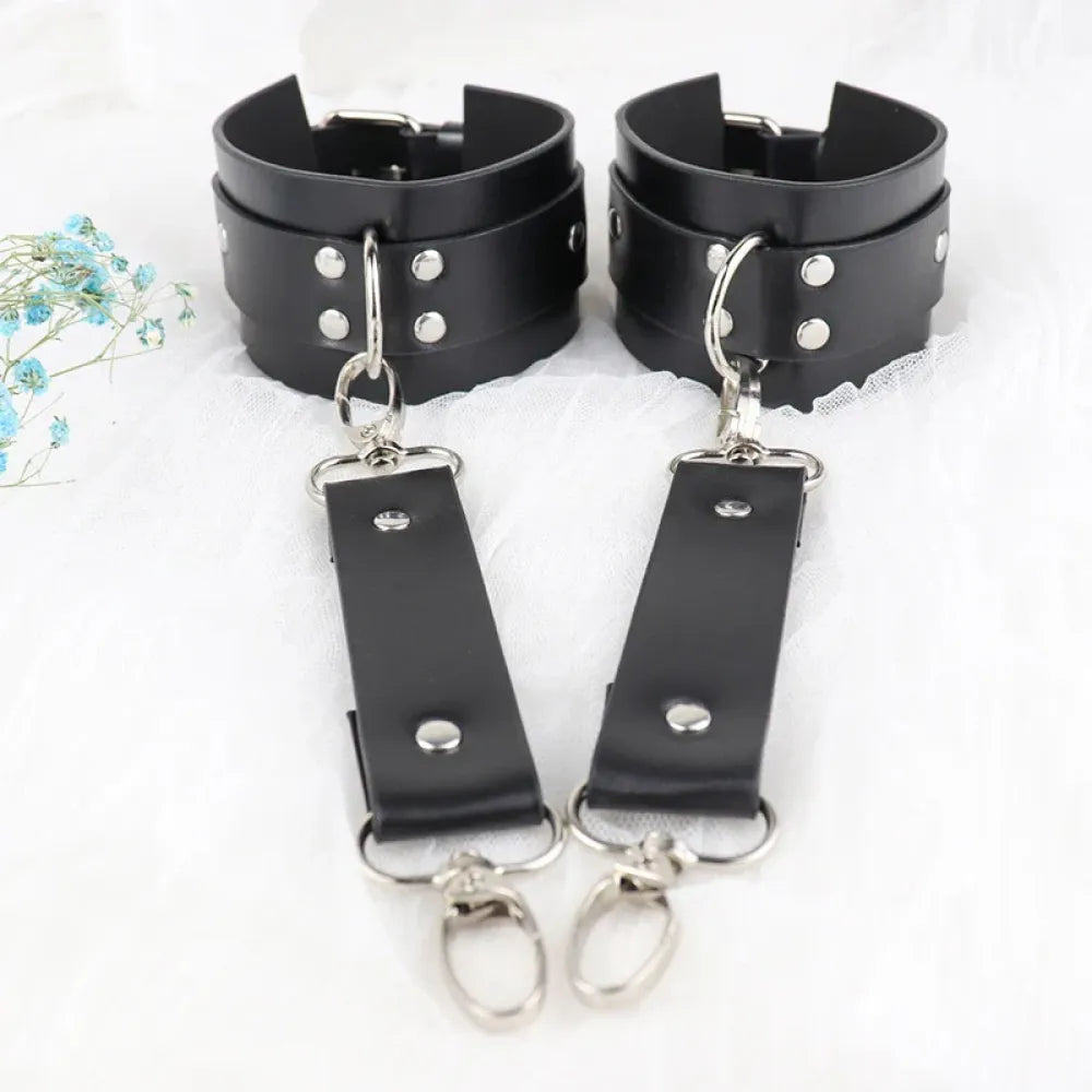 Hollow Garter Belt PU Leather Leg Harness Lingerie